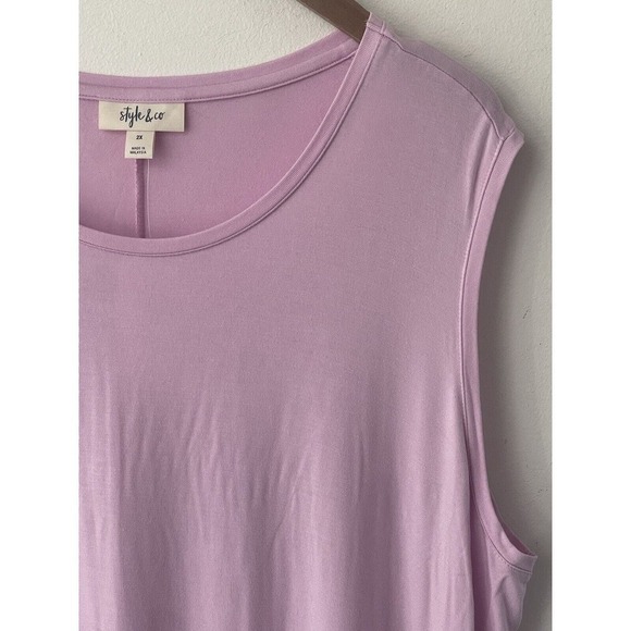 Style & Co Women's Plus Size 2X Pink Solid Flip-Flop Rayon Spandex Dress New - Picture 2 of 8